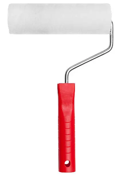 Paint roller on white background with clipping path