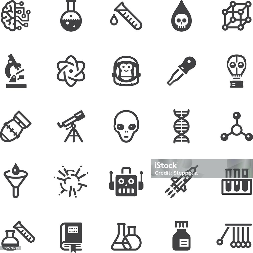 Science icons - Black series Vector icons. Black series. One icon consists of a single object. Files included: Vector EPS 10, JPEG 3000 x 3000 px, transparent PNG, AI 17 Test Tube stock vector