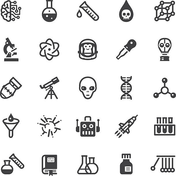 Science icons - Black series Vector icons. Black series. One icon consists of a single object. Files included: Vector EPS 10, JPEG 3000 x 3000 px, transparent PNG, AI 17 flask funnel stock illustrations