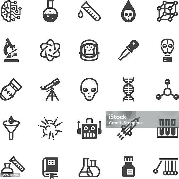 Science Icons Black Series Stock Illustration - Download Image Now - Test Tube, Drop, Icon Symbol