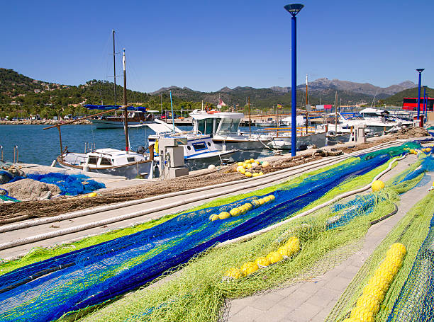 Fishing nets and tackle in Andratx port from mallorca Balearic island