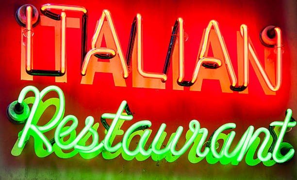 Italian restaurant neon advertising sign