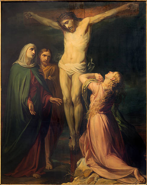 istock Brussels - Crucifixion paint in Notre Dame de la Chapelle 499784505