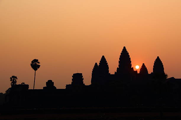 Sunrise at Angkor wat, Cambodia. stock photo