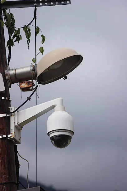 Dome Type Outdoor CCTV Camera on Street Lamp