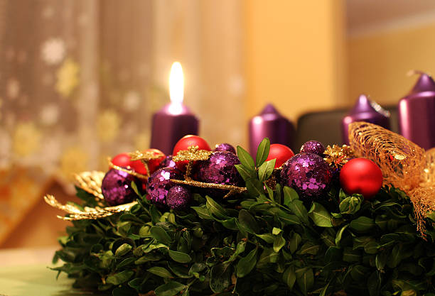 Advent wreath with candles as christmas symbol stock photo