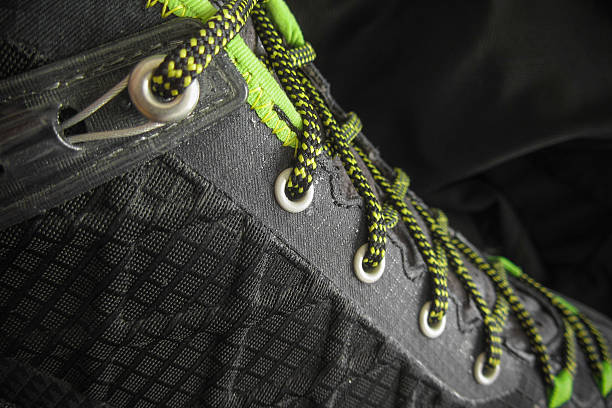 istock Focus on mountain climbing shoes 499802156