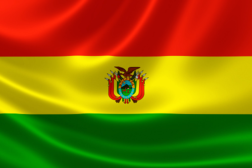 3D rendering of the flag of Bolivia on satin texture.