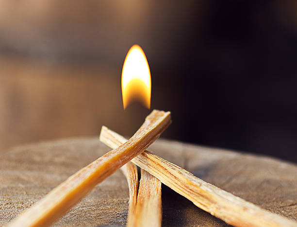 fireball and burning kindling stock photo