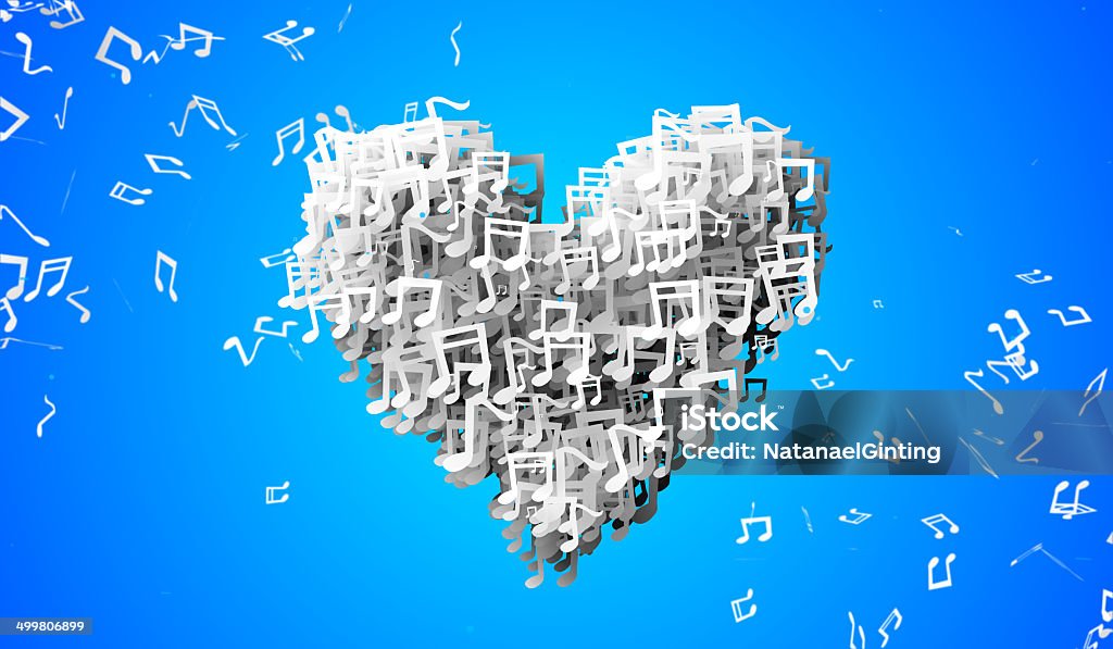 Любовь синий Музыкальная нота частиц 3D - Стоковые фото Петь роялти-фри