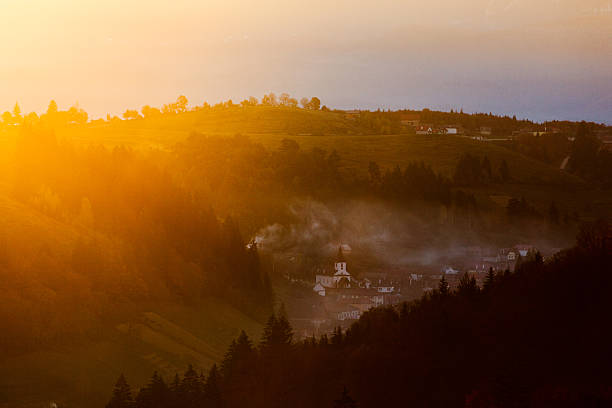 Autumn in Romania Carpatian mountains in the background