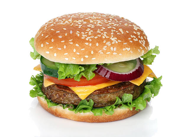 istock Tasty hamburger isolated on white background 499808165
