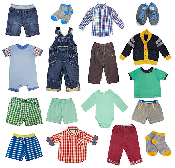 istock Child boy clothes set isolated on white. 499809664