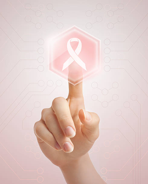 乳がん早期発見啓発キャンペーン - breast cancer breast cancer awareness ribbon social awareness symbol human hand ストックフォトと画像