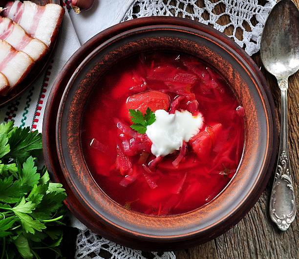 istock Dinner, Ukrainian soup from vegetables Borsch 499810578