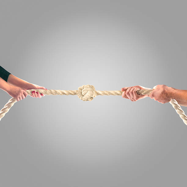 istock Hands of people pulling the rope Competition concept 499811250