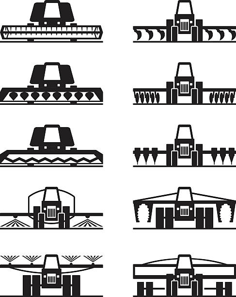 maszyneria rolnicza zestaw ikon - harvesting stock illustrations