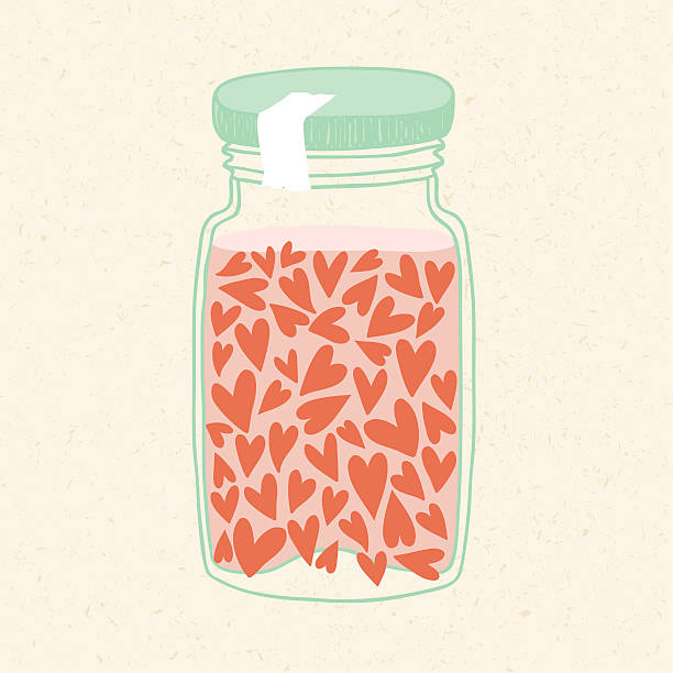 Hearts in the Glass Jar vector art illustration