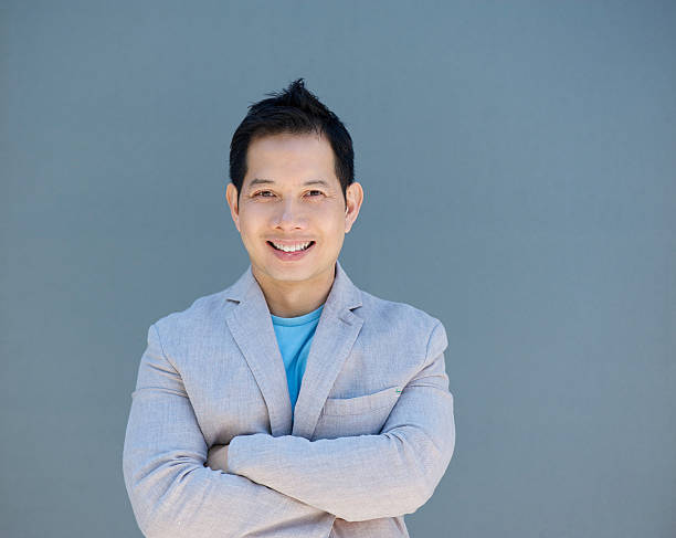 istock Asian man smiling with arms crossed 499842919