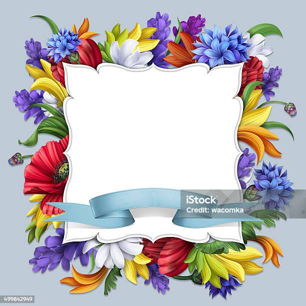 Wild Flowers Frame Stock Photo - Download Image Now - Bouquet, Clip Art, Daisy