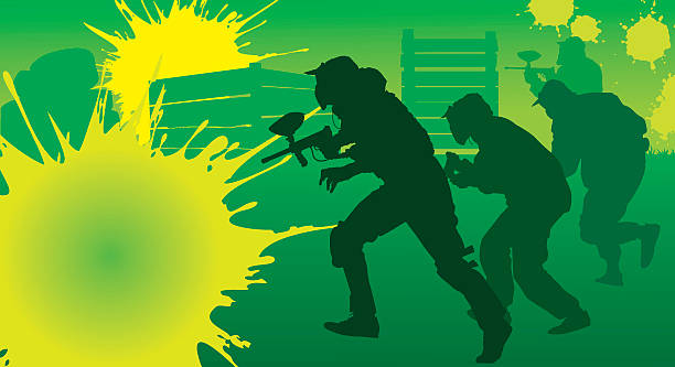 paintball team the team paintball teams on the field paintballing stock illustrations