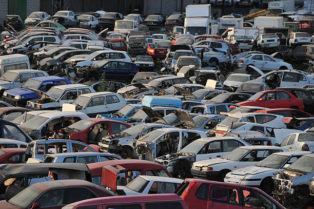 istock Old Junk Cars On Junkyard 499843786
