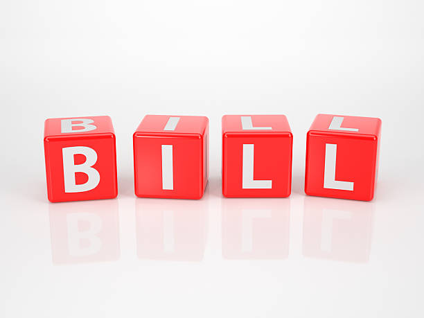 Bill out of red Letter Dices stock photo