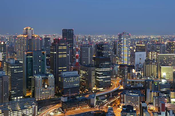 istock Osaka Japan skyline downtown at night 499845561