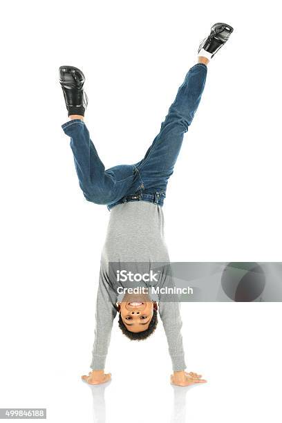 Happiest Upside Down Stock Photo - Download Image Now - Upside Down, Child, White Background