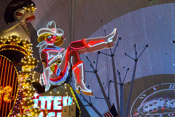 Neon Cowgirl In Las Vegas stock photo