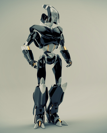 3d render of modern robotic soldier