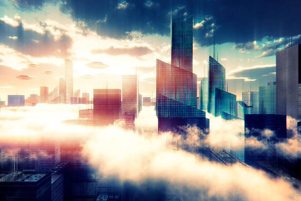 istock UFO attacking over cityscape at sunset 499847258