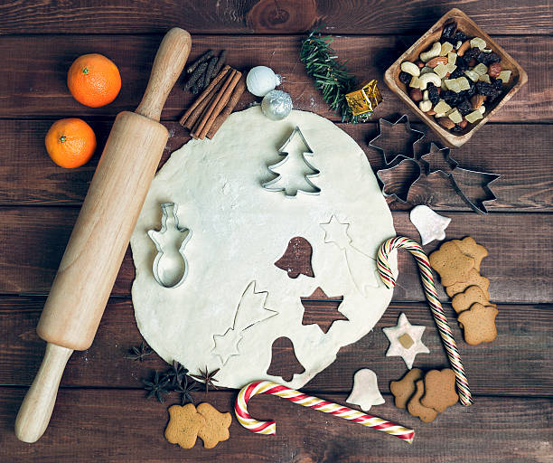 istock On a wooden desk background Christmas composition 499848286