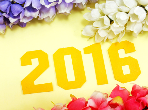 2016 new year bacground decoration with beautiful artificial flower