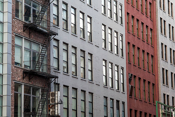 istock Densely packed attached loft buildings in the city. 499852038