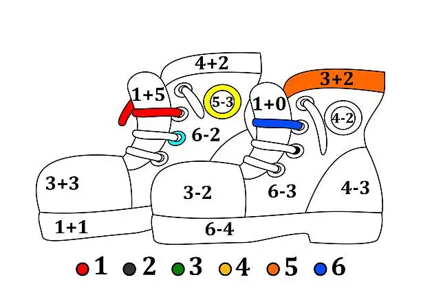 Colored shoes as coloring counting for little kids - illustration