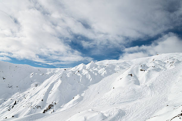 istock Winter ski alpine resort slopes aerial view 499857726