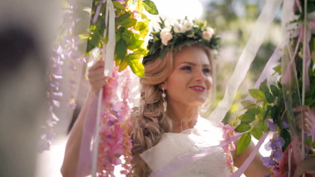 Bride on a swing happy bride