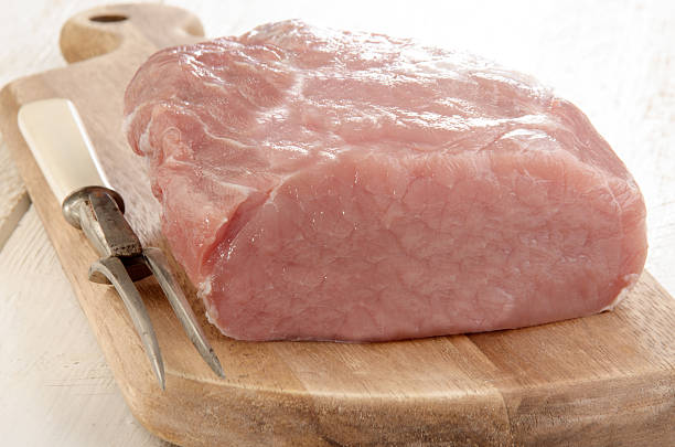 istock raw pork loin on a wooden board 499870787