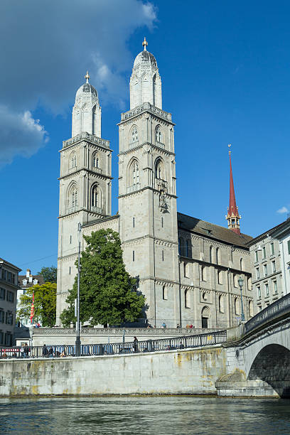 Grossmunster Church in Zurich, Switzerland stock photo