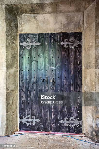 Old Dark Stained Doorway Stock Photo - Download Image Now - 2015, Color Image, Cracked