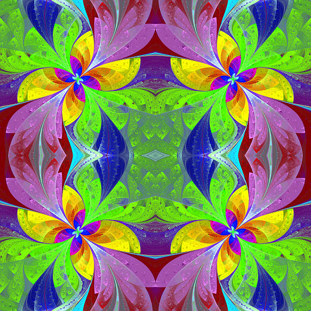 istock Multicolored beautiful symmetrical pattern in stained-glass wind 499885006