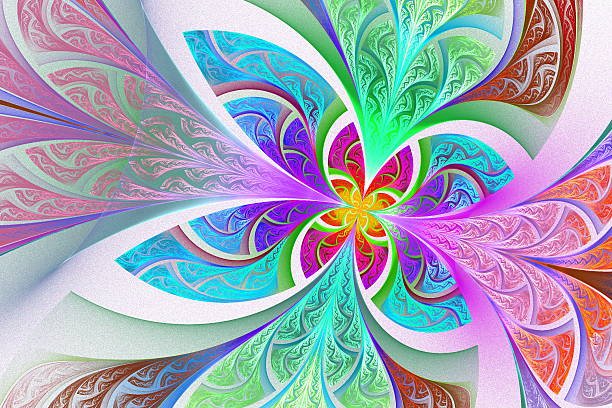 istock Multicolored Fractal flower or butterfly background in stained-g 499885178