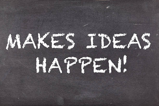 istock Makes ideas happen, business motivational slogan 499885642