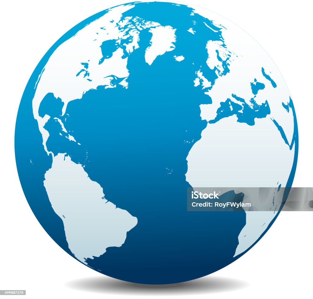 Europe, North, South America, Africa Global World Globe - Navigational Equipment stock vector