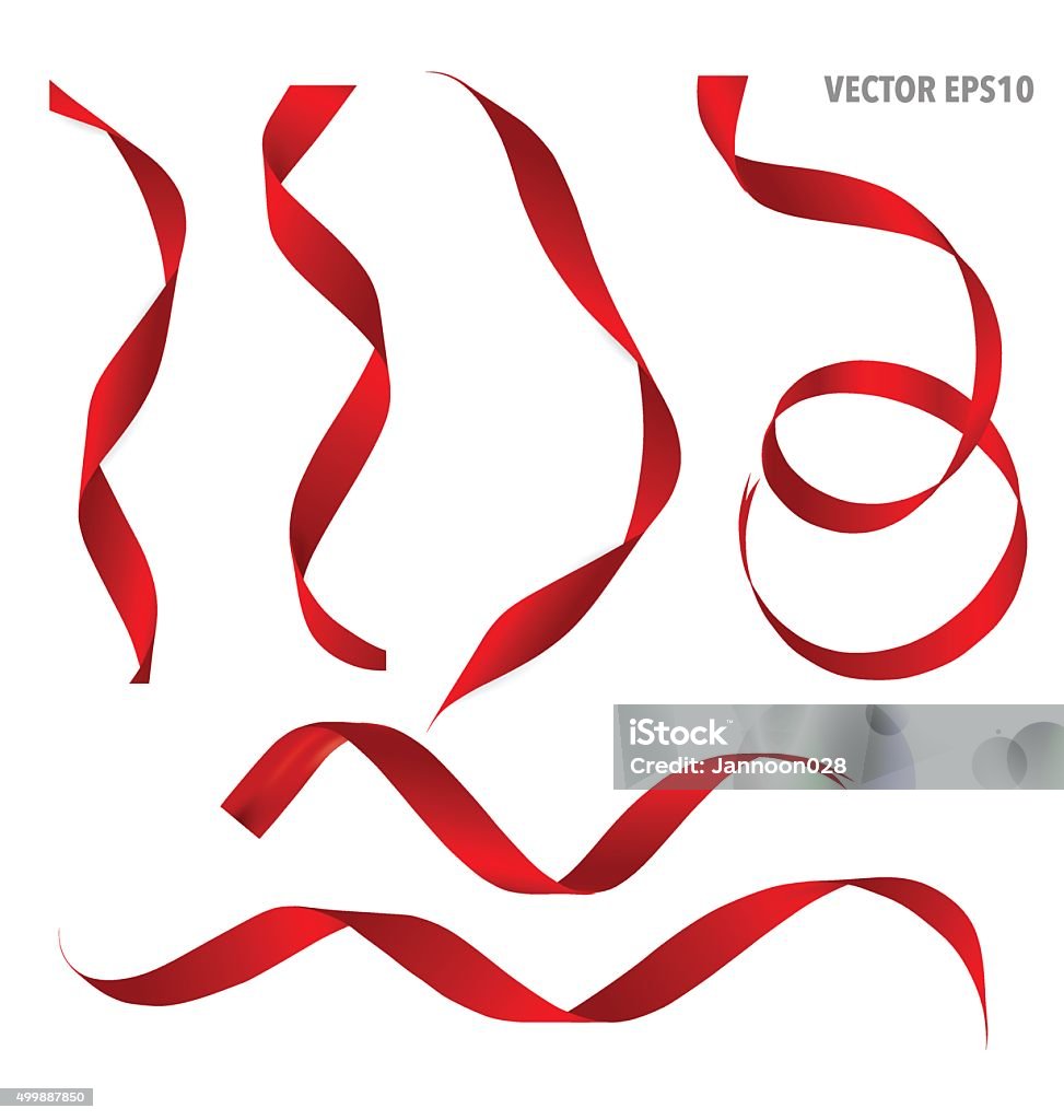 Shiny red ribbon. Vector illustration. Ribbon - Sewing Item stock vector