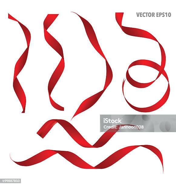 Shiny Red Ribbon Vector Illustration Stock Illustration - Download Image Now - Ribbon - Sewing Item, Red, Christmas