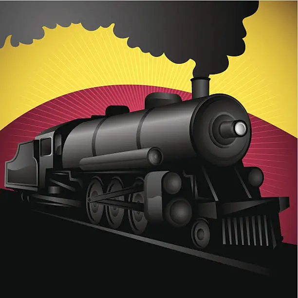 Vector illustration of Illustration of old stylized locomotive.