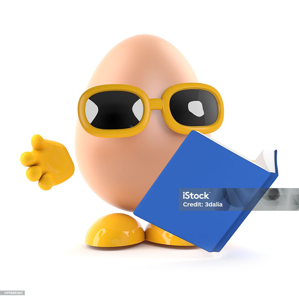 3d Egg reads a book 3d render of an egg character reads a book Agriculture Stock Photo