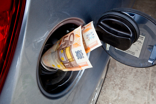 Euro Notes in a Tank of Gasoline